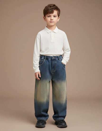 Pantalon Baggy Jean Dégradé Ample Enfant Décontracté - Multicolore