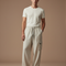 Pantalon Baggy Beige Lin Ample Cargo Homme