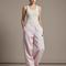 Pantalon Baggy Rose Ample Décontracté Fluide Cordon - Polyester