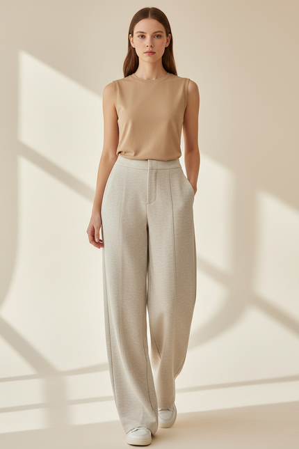 Pantalon Baggy Gris Clair Ample Confortable Décontracté - Molleton