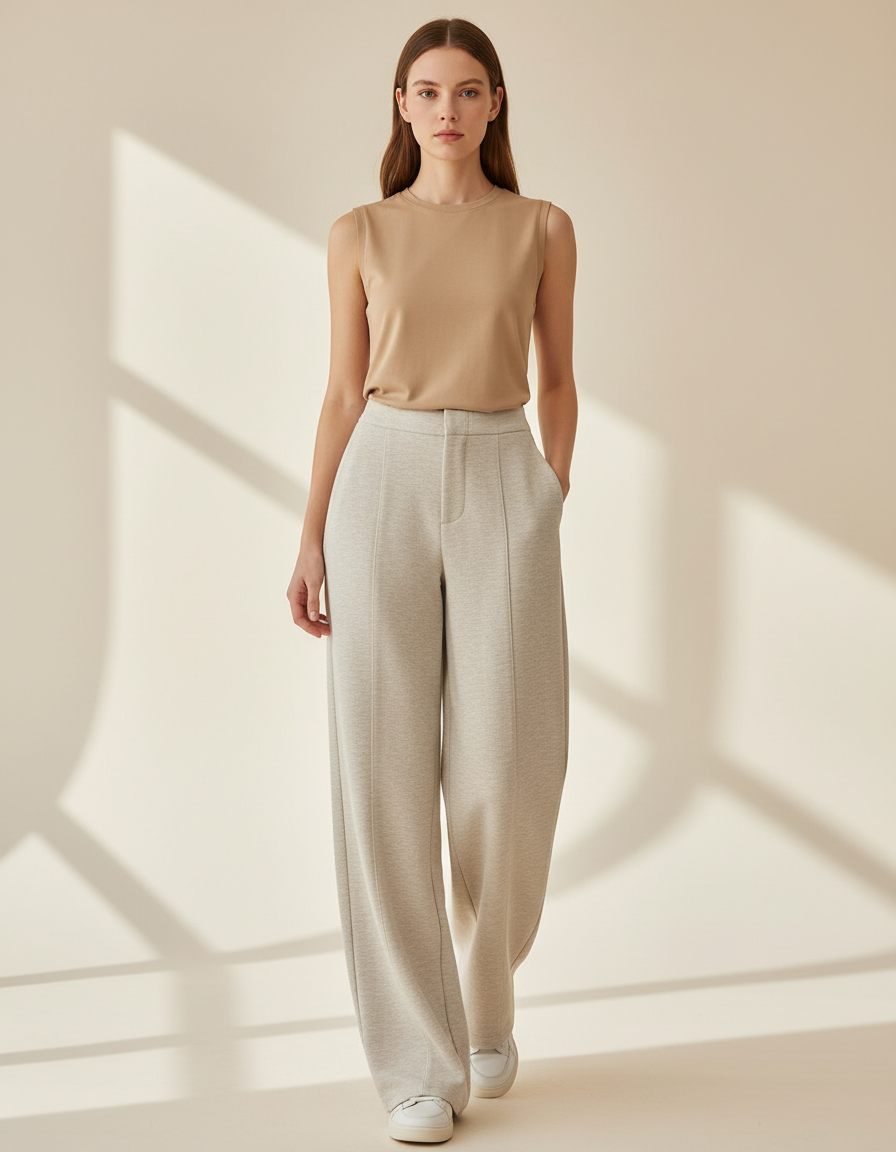 Pantalon Baggy Gris Clair Ample Confortable Décontracté - Molleton