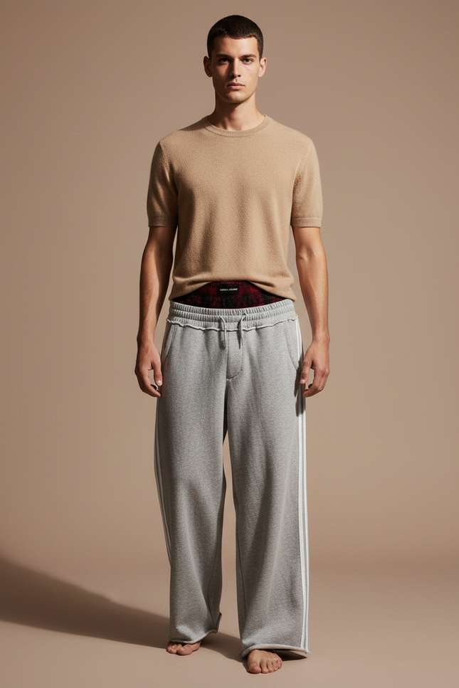 Pantalon Baggy Gris Sport Molleton Ample Homme