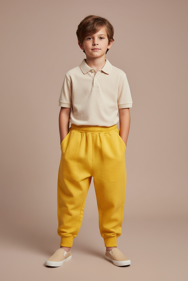 Pantalon Baggy Jaune Coton Ample Confortable Enfant - Molleton