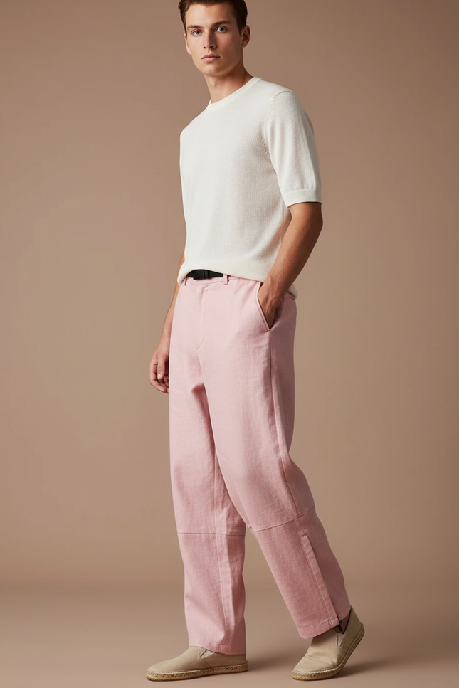 Pantalon Baggy Homme Toile - Rose Lin