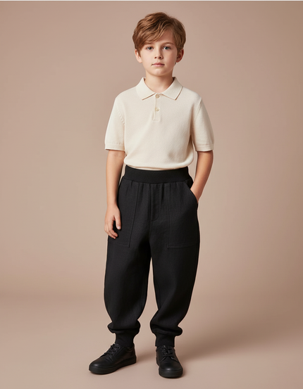 Pantalon Baggy Noir Ample Décontracté Enfant Sport - Maille