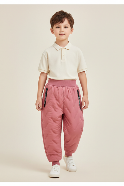 Pantalon Baggy Rose Matelassé Chaud Hiver Enfant - Polyester