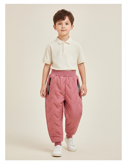 Pantalon Baggy Rose Matelassé Chaud Hiver Enfant - Polyester