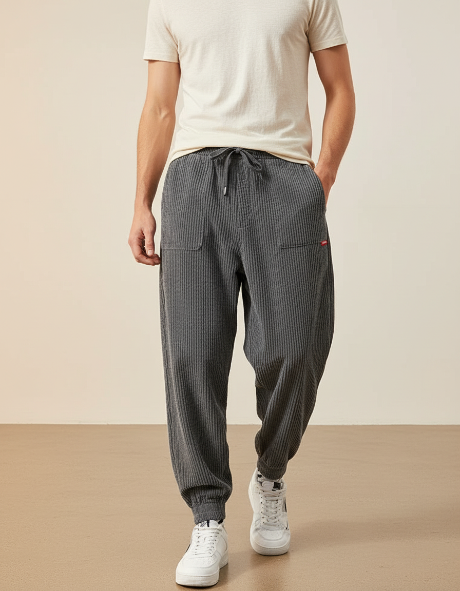 Pantalon Baggy Homme Sport - Gris Cordé