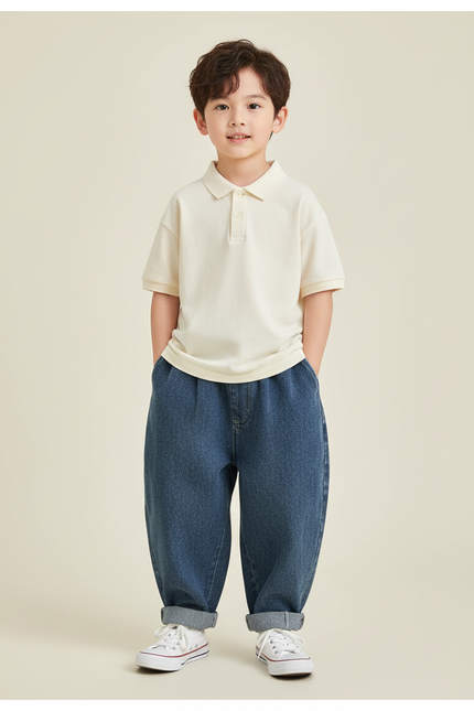Pantalon Baggy Jean Bleu Ample Enfant Coton