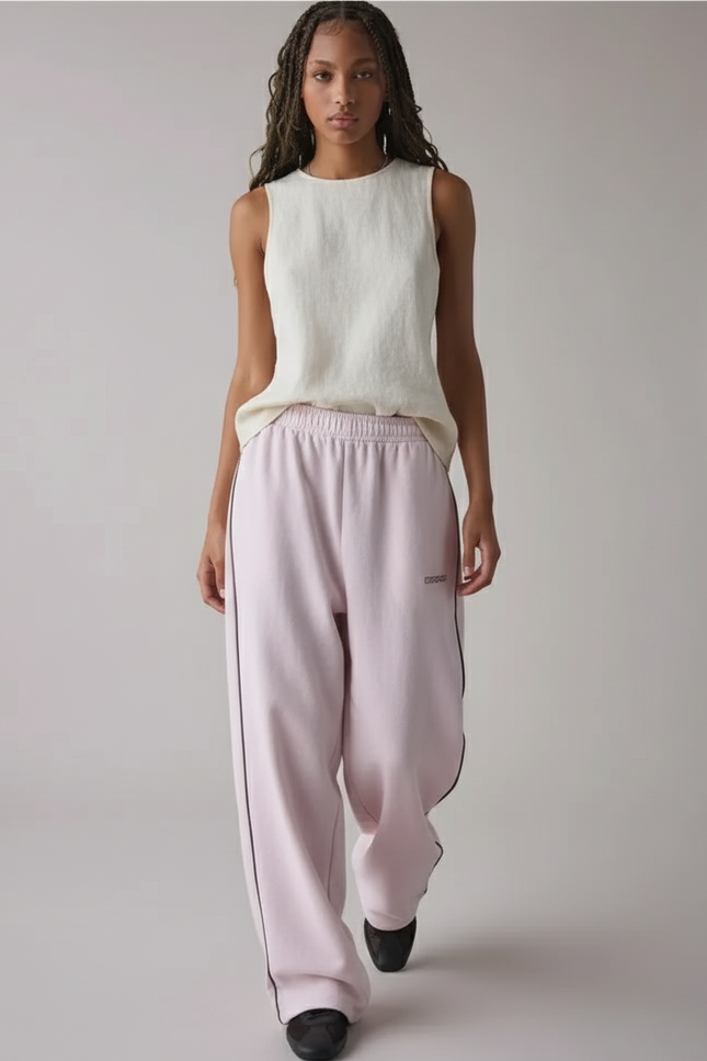 Pantalon Baggy Rose Ample Décontracté Sport Femme - Molleton
