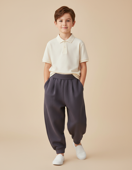 Pantalon Baggy Gris Foncé Molletonné Ample Confortable Enfant