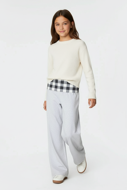 Pantalon Baggy Gris Clair Ample Décontracté Confortable Fille - Molleton
