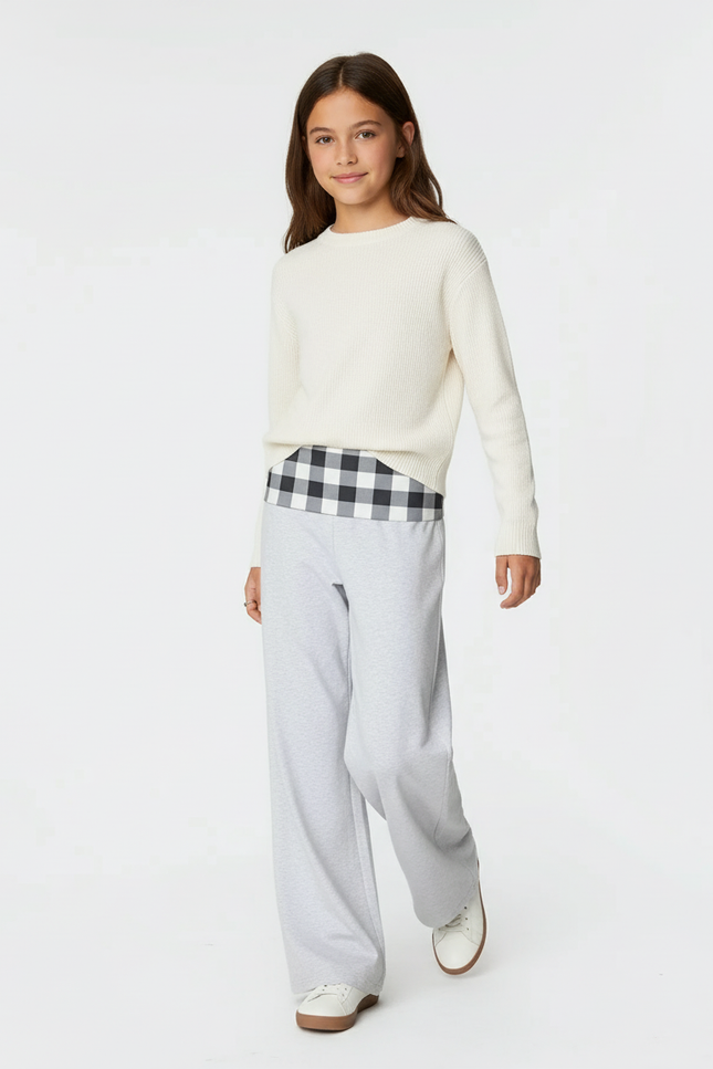 Pantalon Baggy Gris Clair Ample Décontracté Confortable Fille - Molleton