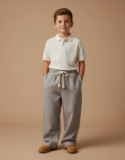 Pantalon Baggy Gris Cordon Molleton Ample Garçon