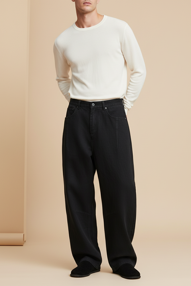 Pantalon Baggy Noir Ample Coton Décontracté Homme - Jean