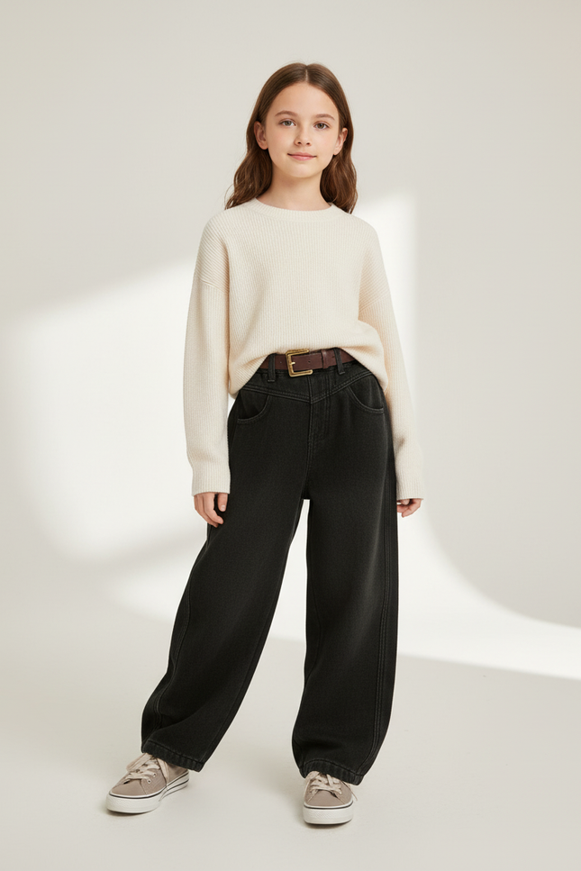 Pantalon Baggy Noir Ample Coton Pour Fille - Jean