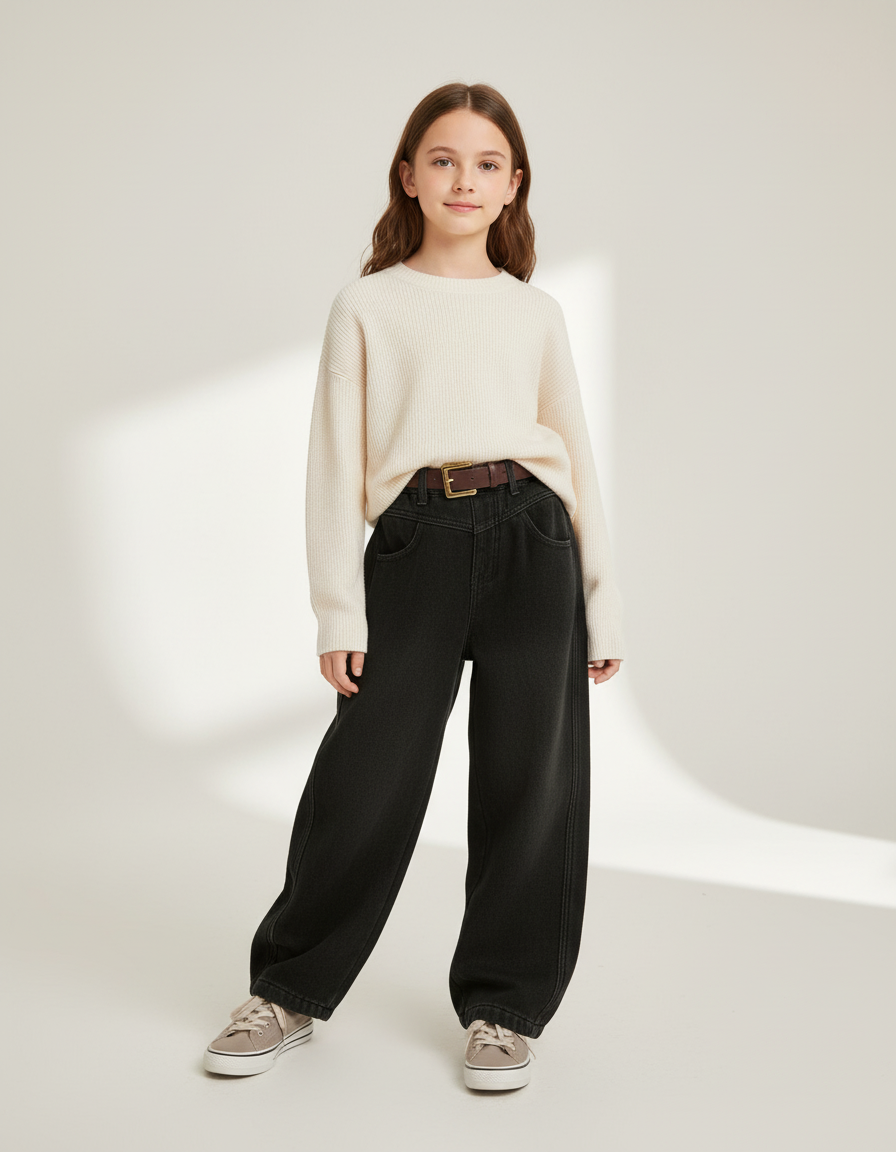 Pantalon Baggy Noir Ample Coton Pour Fille - Jean