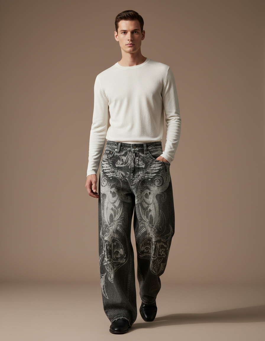 Pantalon Baggy Homme Gris - Jean
