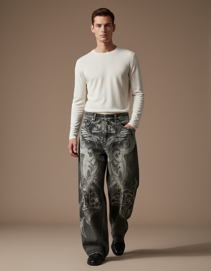Pantalon Baggy Homme Gris - Jean