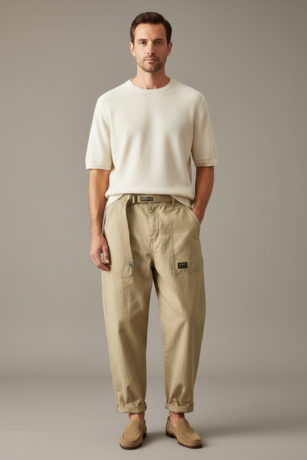 Pantalon Large Homme Baggy - Beige Toile