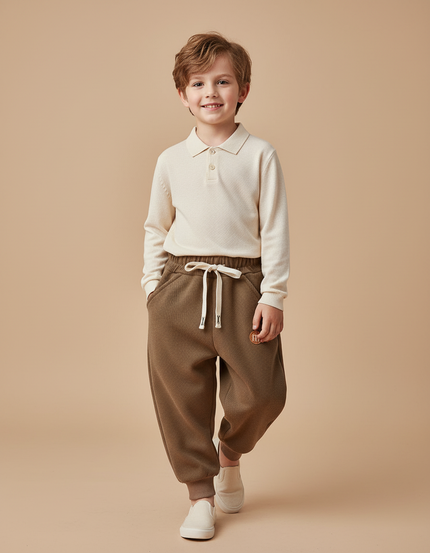 Pantalon Baggy Marron Molletonné Confortable Enfant