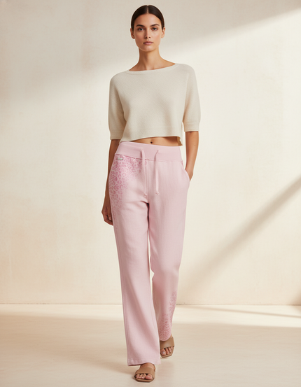 Pantalon Baggy Rose Léopard Ample Cordon Décontracté Femme - Molleton