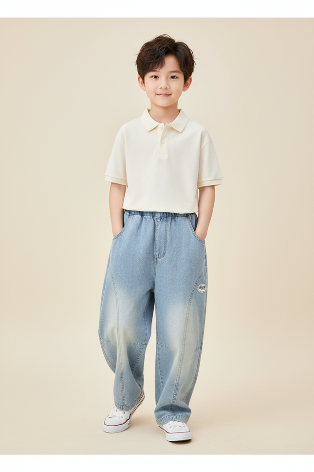 Pantalon Baggy Denim Bleu Ample Enfant Lavé - Jean