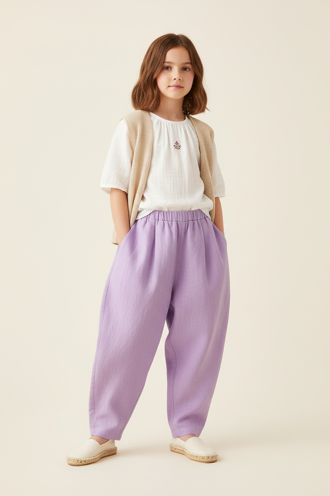 Pantalon Baggy Violet Lin Ample Enfant Décontracté
