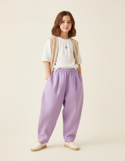 Pantalon Baggy Violet Lin Ample Enfant Décontracté