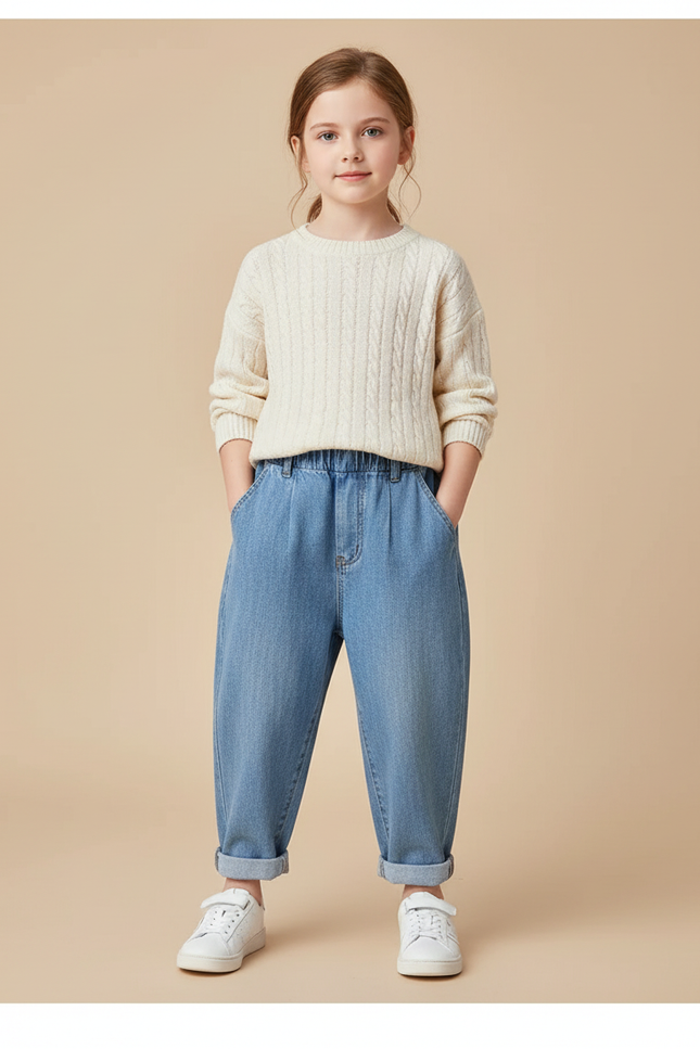 Pantalon Baggy Denim Bleu Ample Confortable Enfant - Jean