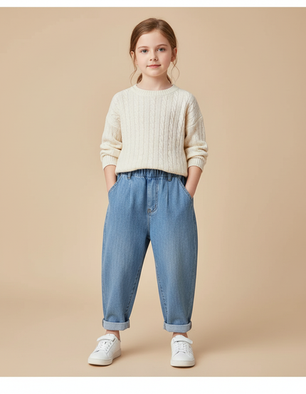 Pantalon Baggy Denim Bleu Ample Confortable Enfant - Jean
