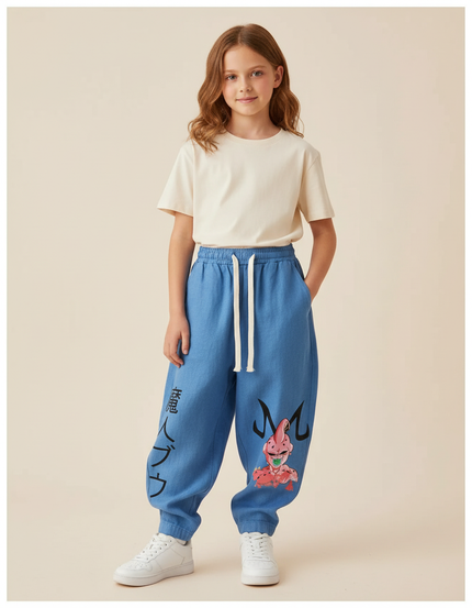Pantalon Baggy Bleu Majin Buu Ample Coton Enfant - Jean