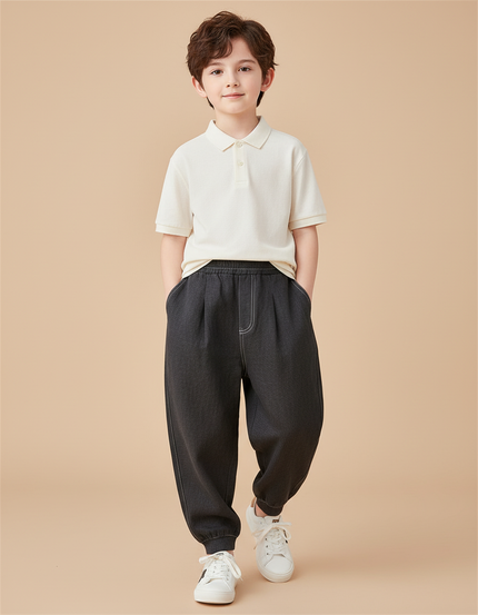 Pantalon Baggy Gris Foncé Coton Ample Décontracté Garçon - Jean