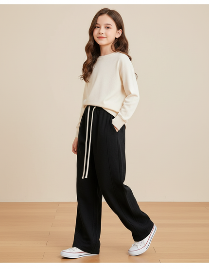 Pantalon Baggy Noir Ample Confortable Décontracté Fille - Molleton
