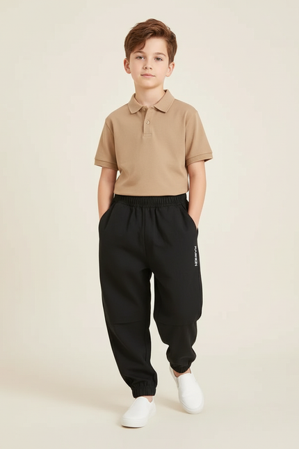 Pantalon Baggy Noir Coton Ample Confortable Enfant - Molleton