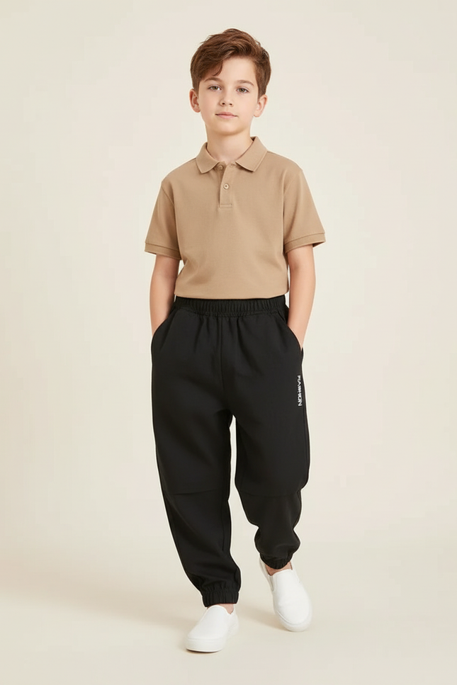 Pantalon Baggy Noir Coton Ample Confortable Enfant - Molleton