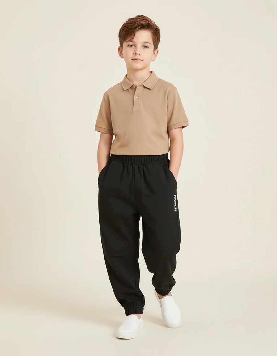 Pantalon Baggy Noir Coton Ample Confortable Enfant - Molleton