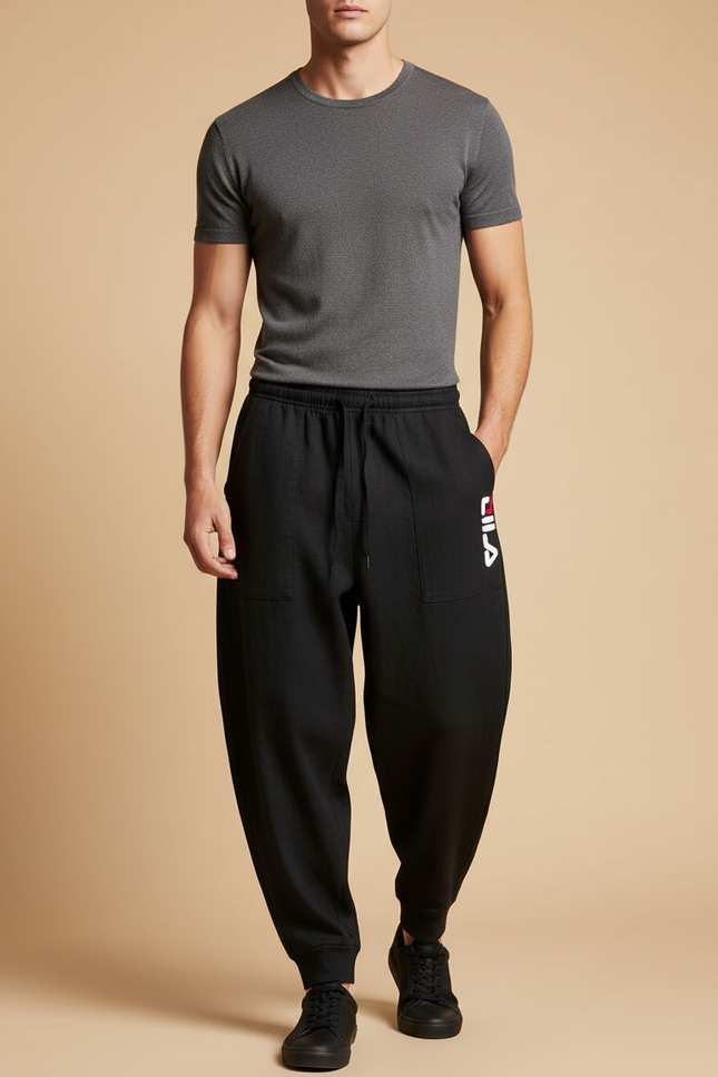 Pantalon Baggy Noir Ample Molletonné Sport Homme