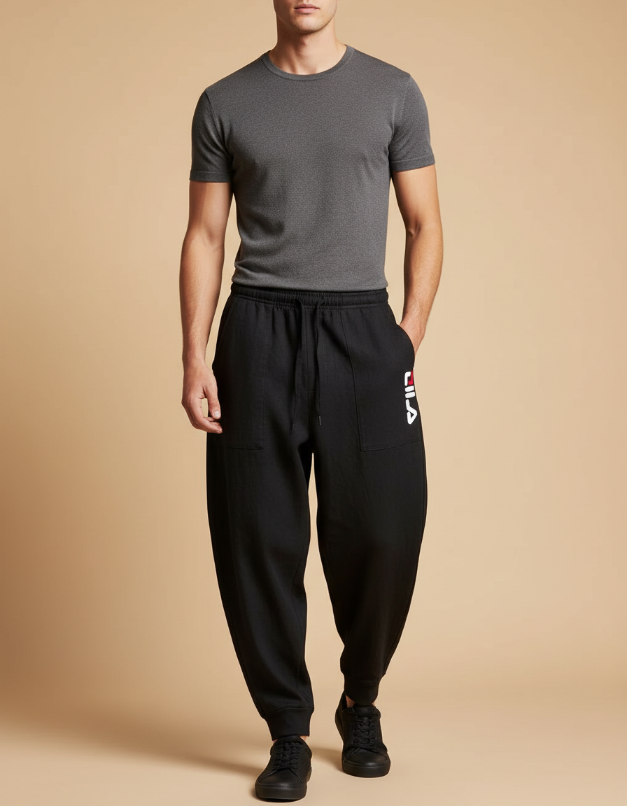 Pantalon Baggy Noir Ample Molletonné Sport Homme