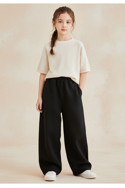 Pantalon Baggy Noir Ample Molletonné Enfant Sportif