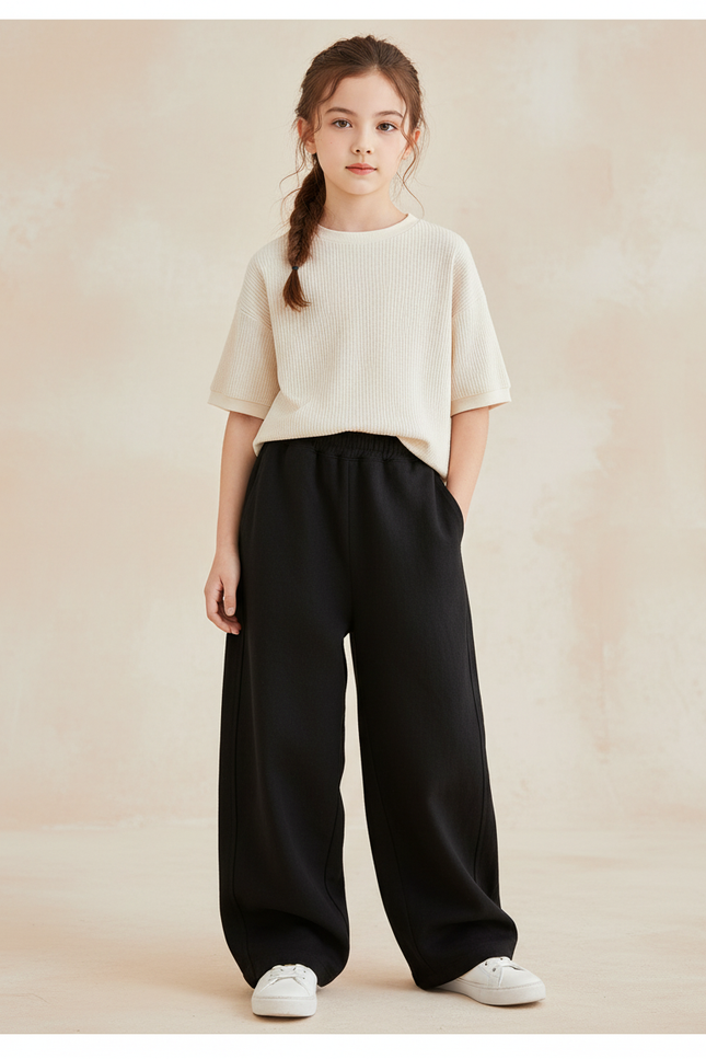 Pantalon Baggy Noir Ample Molletonné Enfant Sportif