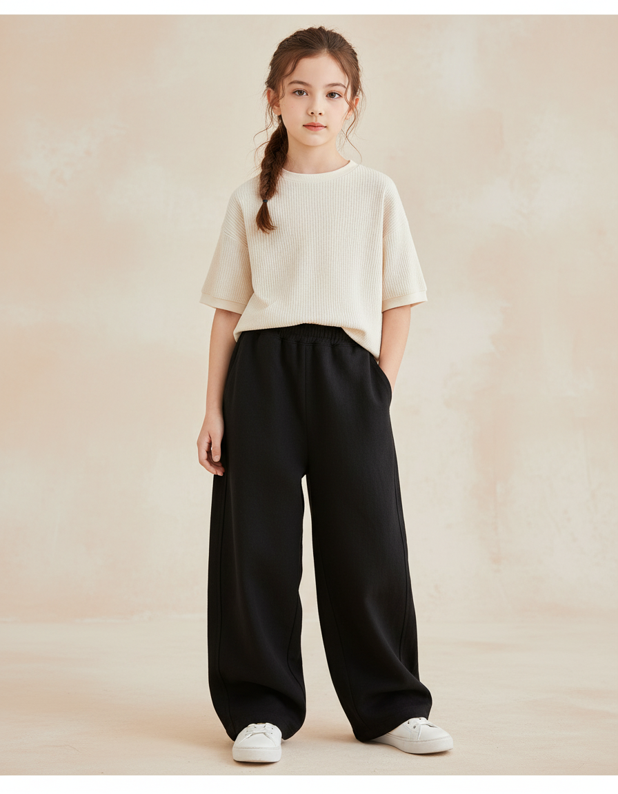 Pantalon Baggy Noir Ample Molletonné Enfant Sportif