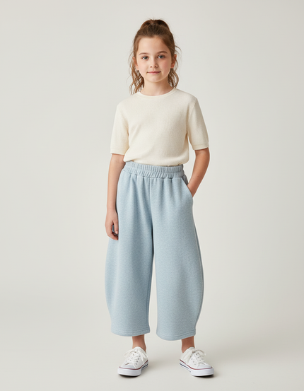 Pantalon Baggy Bleu Ciel Ample Molletonné Enfant