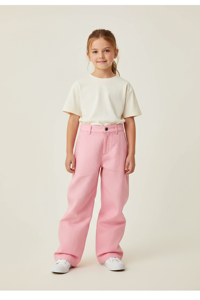 Pantalon Baggy Rose Ample Décontracté Enfant - Jean