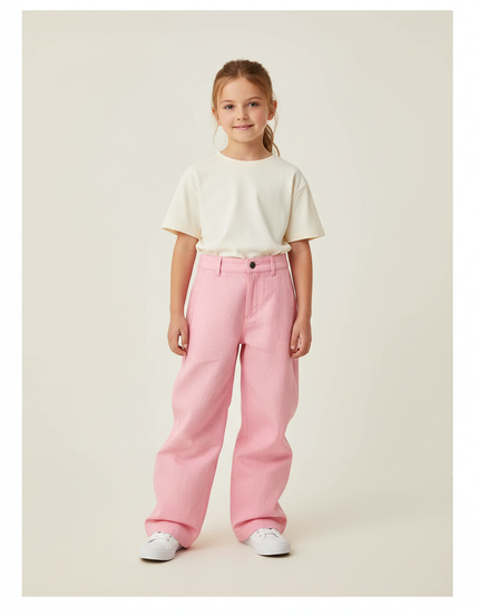 Pantalon Baggy Rose Ample Décontracté Enfant - Jean