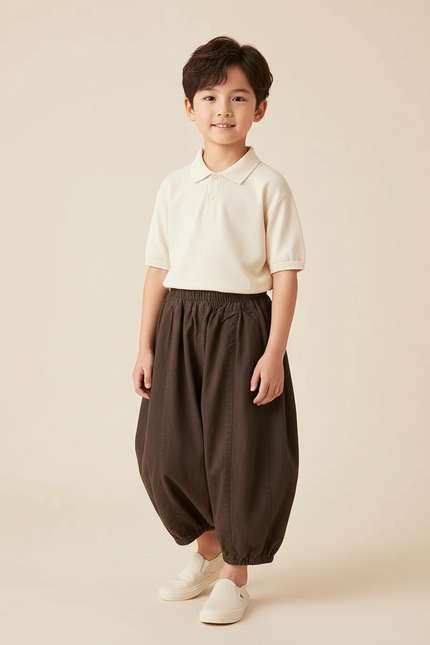 Pantalon Baggy Marron Ample Coton Enfant