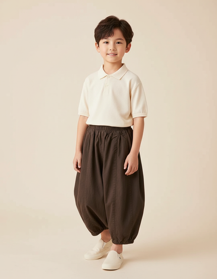 Pantalon Baggy Marron Ample Coton Enfant