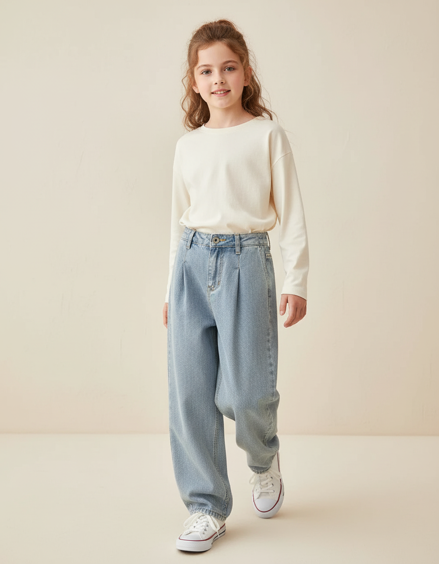 Pantalon Baggy Bleu Clair Denim Ample Décontracté - Jean