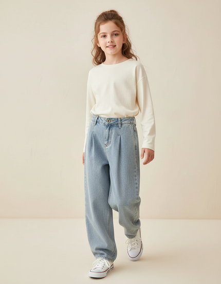 Pantalon Baggy Bleu Clair Denim Ample Décontracté - Jean