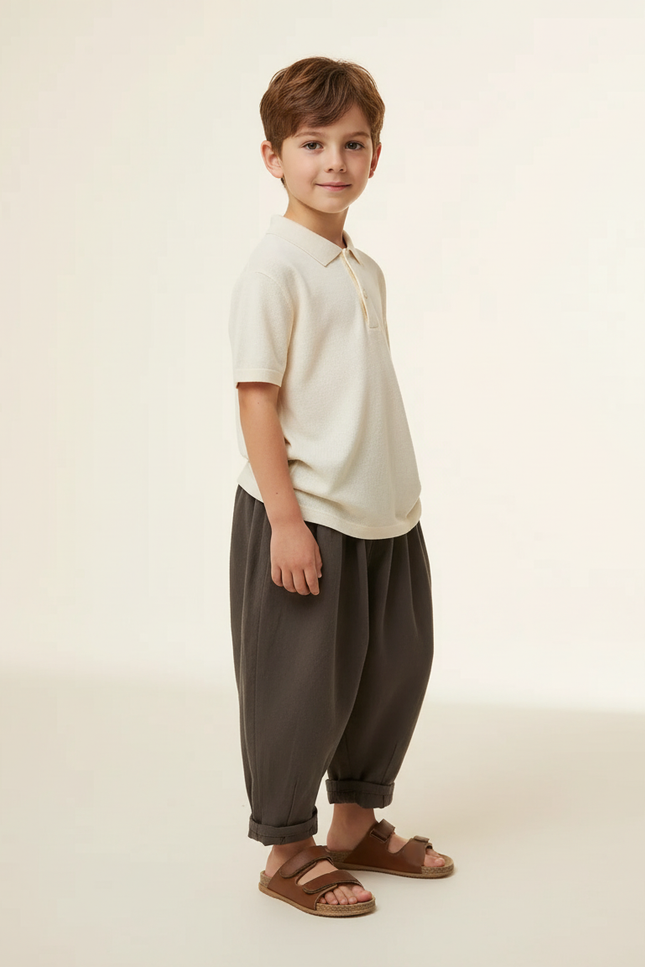 Pantalon Baggy Gris Foncé Ample Coton Enfant